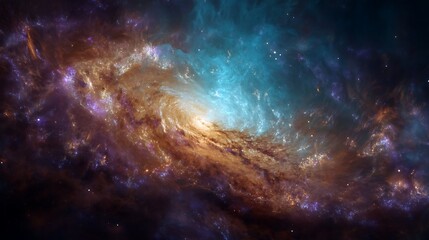 Newly forming galaxy emerging from cosmic dust, vibrant starbirth activity, radiant colors, smooth texture, ultra-realistic detail, no noise, no watermark, no text 