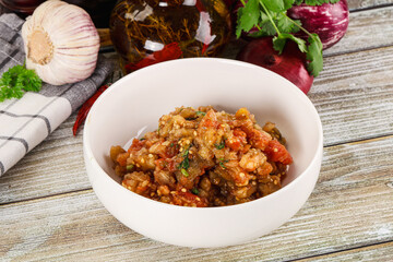 Grilled vegetables salad - Eggplant, tomato and pepper