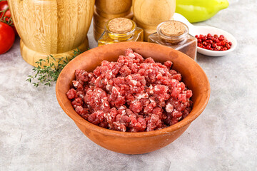 Raw beef minced meat for cooking