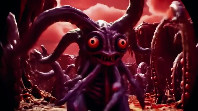 Unleashing the creature from the depths amidst an eerie underground world of surreal wonders and frightful encounters