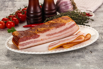 Fat bacon cut with slices