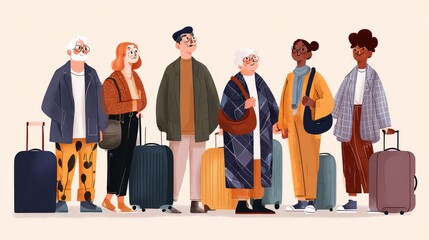 Older adults, parents, and children traveling together, 