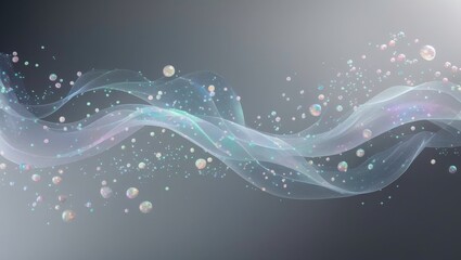 Ethereal Abstract Wave with Shiny Bubbles