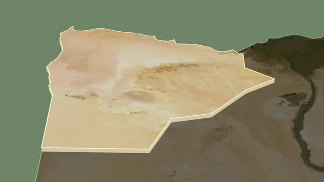 Matrouh region, Egypt, extruded. Map animation