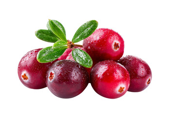 Fresh cranberries isolated on transparent background.