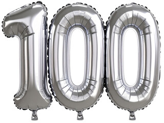 파티 소품 및 기념일 소품, 실버 크롬 숫자 풍선, 100