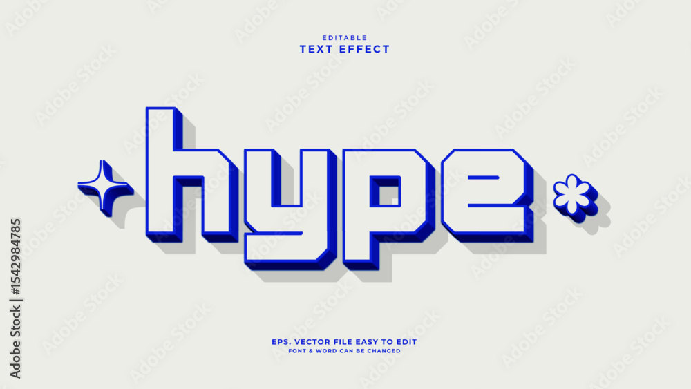 Fototapete hype editable text effect 3d realistic shadow text style