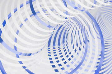 Sleek metallic blue lines as dynamic spiral pattern on a minimalist white background. 3D rendering....