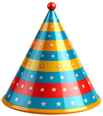 줄무늬 패턴의 화려한 생일 파티용 꼬깔 모자