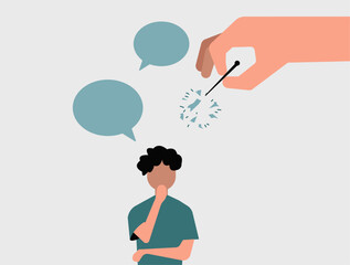 Man bursting chat bubble illustration