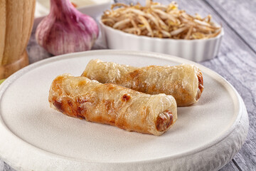 Vietnamese traditional nem roll with meat