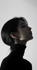 Fototapeta premium Woman with profile, shadows, and portrait.