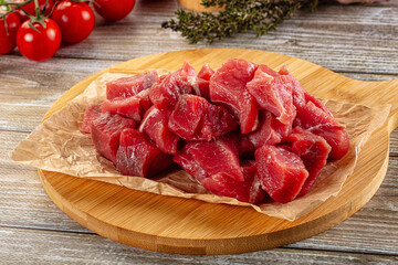 Raw beef cubes for cooking