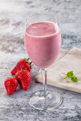 Strawberry smoothie milk shake glass