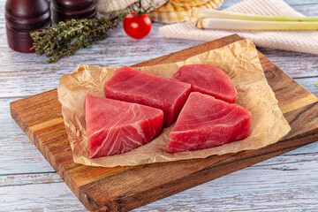 Raw tuna steak for cooking