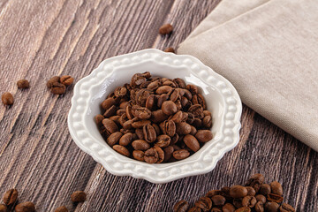 Roasted brown araboca coffee beans
