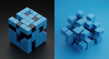 Blue Cube Construction and Deconstruction Renderings