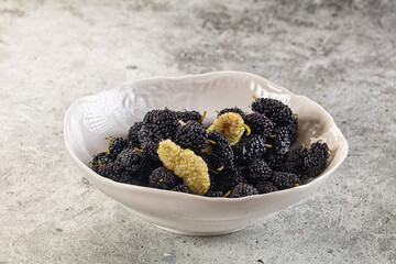 Ripe sweet juicy black and white mullberry