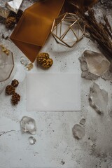 Elegant wedding and birthday card invitation display aesthetic table setting modern design creative showcase
