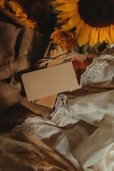 Elegant wedding and birthday card invitation ideas with sunflowers rustic setting stylish design nature-inspired