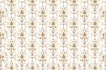 Elegant Golden Floral Grid, Seamless Pattern