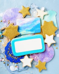 Creative wedding and birthday card invitation design colorful cookie art joyful celebration bright atmosphere