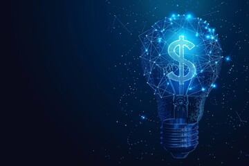 Abstract lightbulb with dollar sign, network design