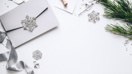 Elegant wedding and birthday card invitations on a festive table holiday decor creative design aerial view