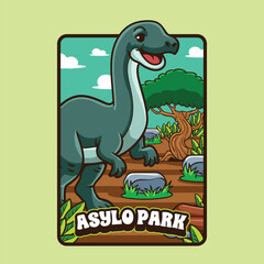 Cute Asylosaurus Dinosaur Character Mascot in Vector Cartoon Illustration