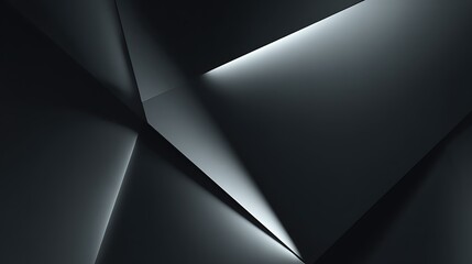 A dark and dramatic abstract composition of geometric shapes with high contrast and chiaroscuro lighting evokes a moody, cinematic atmosphere