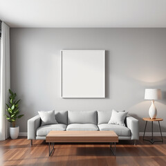 frame mockup stylish living room wall art showcase contemporary interior mockup with clean design elegant house background modern aesthetic 3d render for print on demand advertising vibrant decor visu