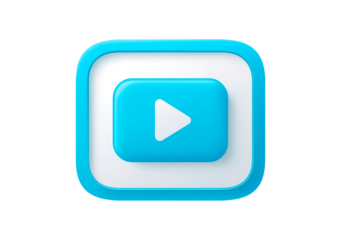 Blue play button icon with white background for multimedia projects