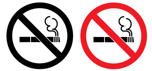 No smoking icon sign and no smoking area  sign printable red, black colour. No smoking, ban. No smoking symbol. no smoke circle in red and green. Forbidden icon. stop symbol icon set