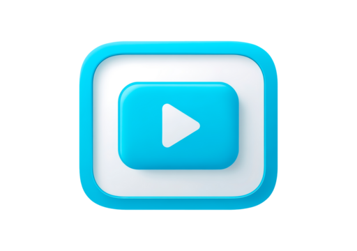 Blue play button icon with white background for multimedia projects - Powered by Adobe