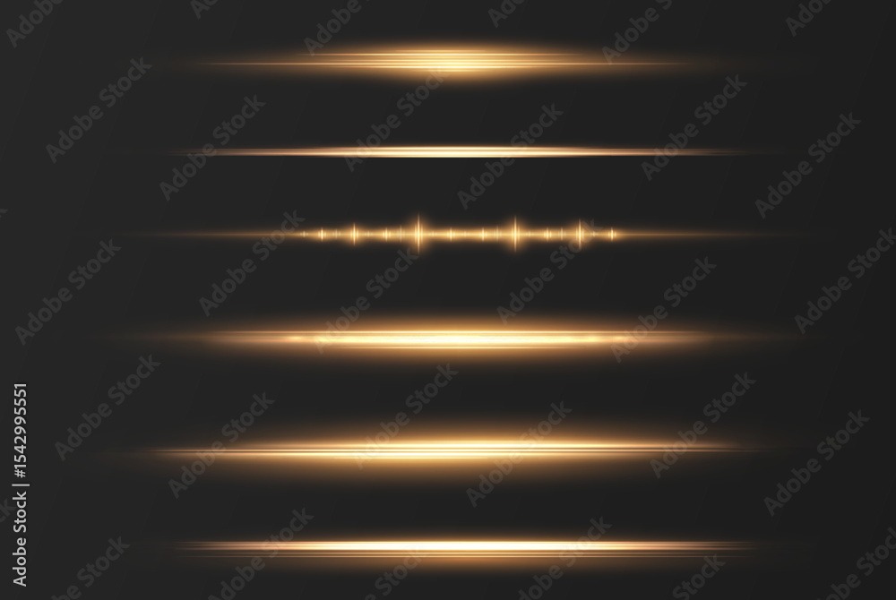 Aufkleber line light with gold stars and yellow rays in motion forms horizontal sparkle stripes. bright, glowi