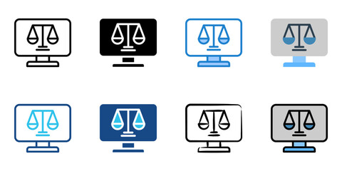 Online law icon set multiple style collection 
