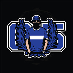 ultras hooligan with laurel sticker vector design