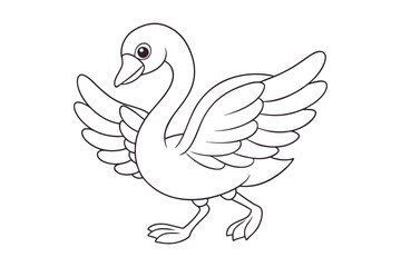 Obraz premium Black outline swan vector 