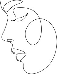 Woman abstract face, one line drawing. Hand drawn outline illustration. Continuous line. Portret female. Vector illustration