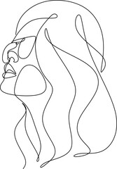 Linear portrait of a girl in sunglasses