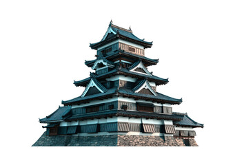 Traditional Japanese castle on transparent background, PNG