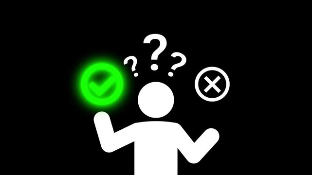 choose yes or no animated icon confused person choose yes or no green screen alpha looping 4k