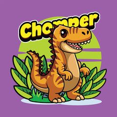 Fototapeta premium Cute Carcharodontosaurus Dinosaur Character Mascot in Vector Cartoon Illustration