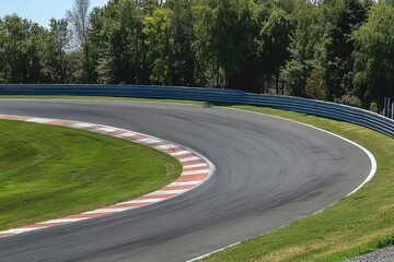 Aerial View of a Thrilling Racing Circuit Surrounded by Lush Greenery and Scenic Hills