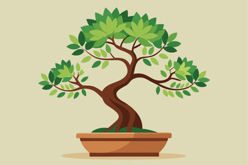 Serene Bonsai Tree Miniature Zen Garden Artwork