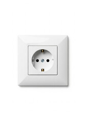 white electric wall outlet isolated close up on clean background