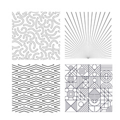 Collection of seamless ornamental vector patterns and swatches. Black geometric oriental backgrounds.