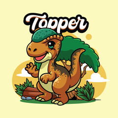 Cute stegoceras Dinosaur Character Mascot in Vector Cartoon Illustration