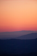Sunset in the mountains with a view of Annecy