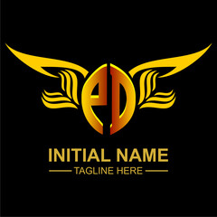 Obraz premium PD Golden Wing Emblem Logo